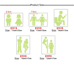 panneau lumineux autocollant toilettes silhouettes homme femme activités vert fluo minimaliste mur
