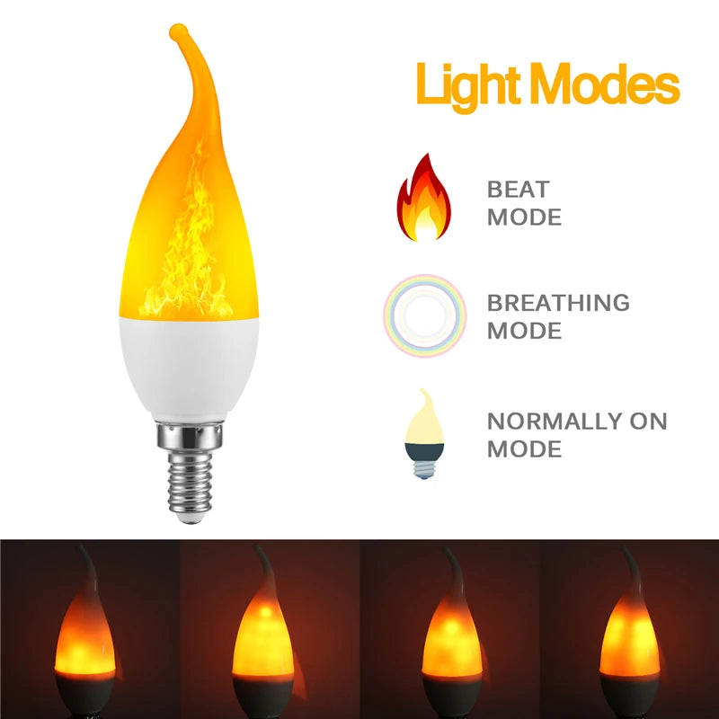 ampoule led effet flamme blanc orange moderne e14 e27 b22 5w modes scintillement décoration