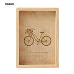 cadre photo bois gravé vélo oiseau fleur chats cœur rustique vintage farmhouse decoration