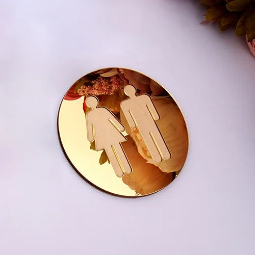 toilette homme femme plaque signalisation adhésive moderne silhouettes noir doré argenté 12cm 15cm 20cmintérieur