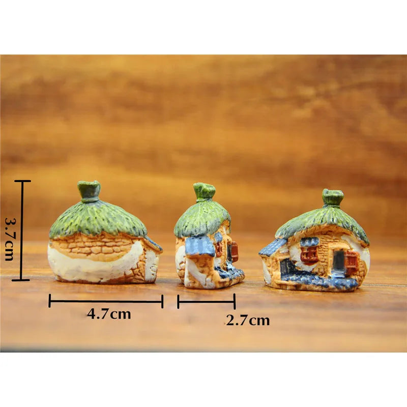 miniatures maison cottage décoration extérieure pierre chaume brique figurines animaux végétation rustique miniature