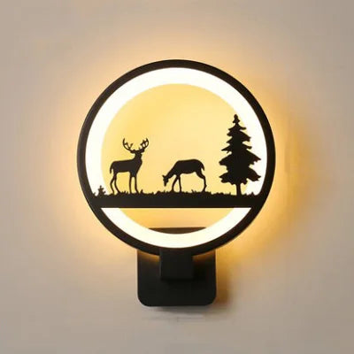 applique murale led silhouettes animales contemporaine minimaliste industrielle fixée mur noire