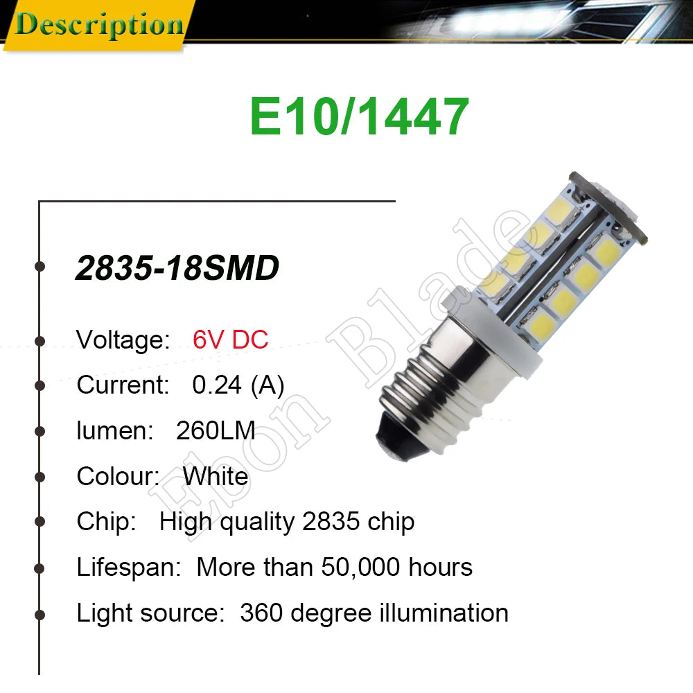 ampoule led e10 18 smd blanc 12v 24v torchon vélo instrument warning moderne