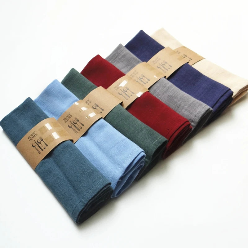serviettes table coton lin violet bleu marine vert gris beige rouge classique 40x30cm