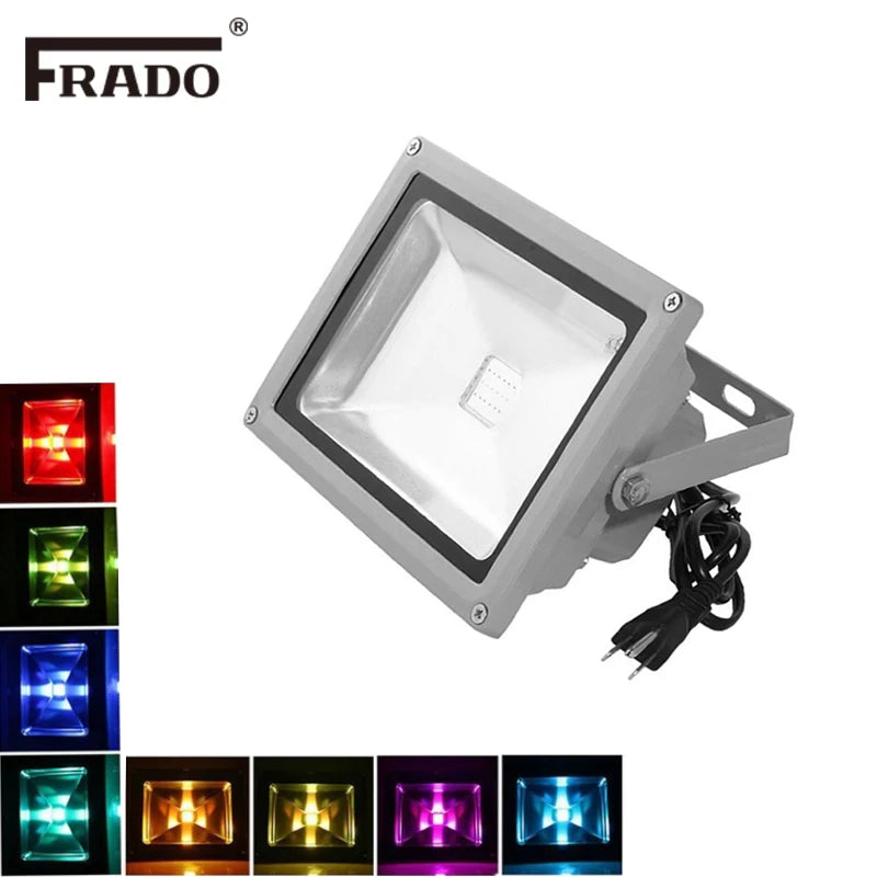 projecteur led rgb 10w ip65 acier poli moderne télécommande gris métallisé certifié rohs ccc
