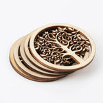 coasters bois naturels arbres sculptés artisanat scrapbooking décor maison 6cm