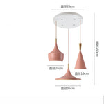 lampes suspendues modernes trois abatjours vert jaune rose blanc minimaliste