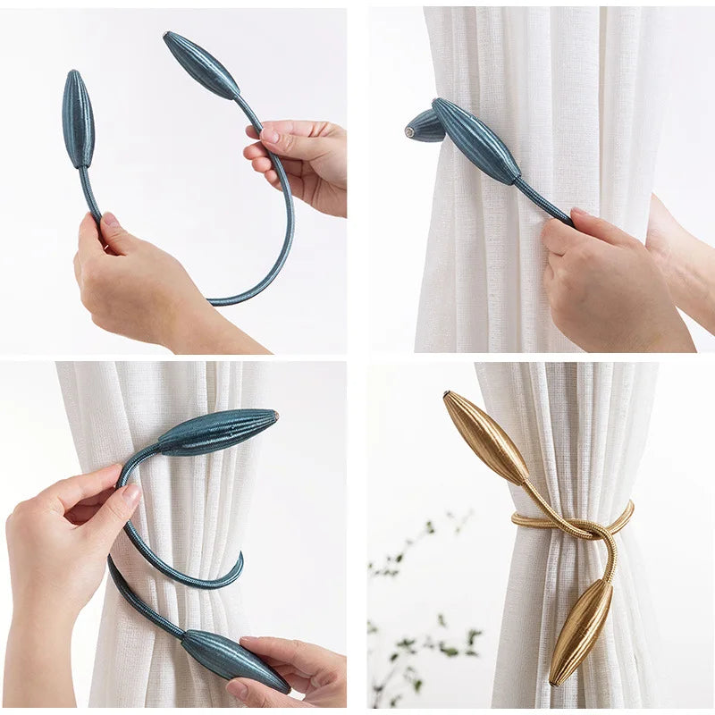 pinces rideaux or bleu foncé formes organiques modernes deux pièces opaques cheveux synthétiques brillantes