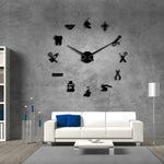 horloge murale moderne argent noir doré lumineuse icônes médicales adhésive grande salle manger chambre