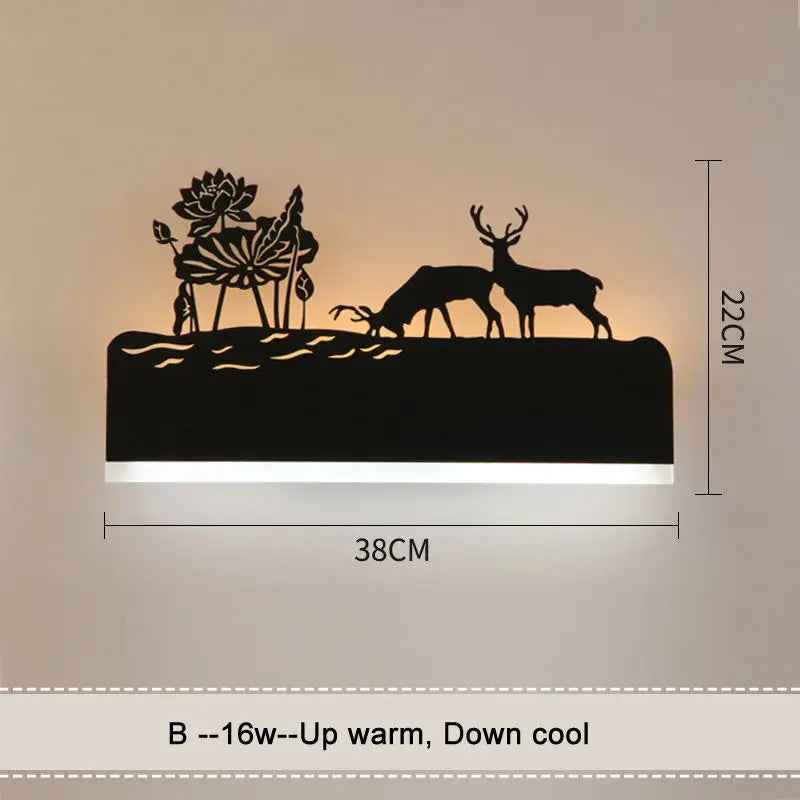 lampes murales rustiques safari silhouettes animaux led chambre coucher éclairage moderne diffuse