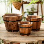 vase bois marron clair rustique boucle métallique pot fleurs vintage organisation décoration maison