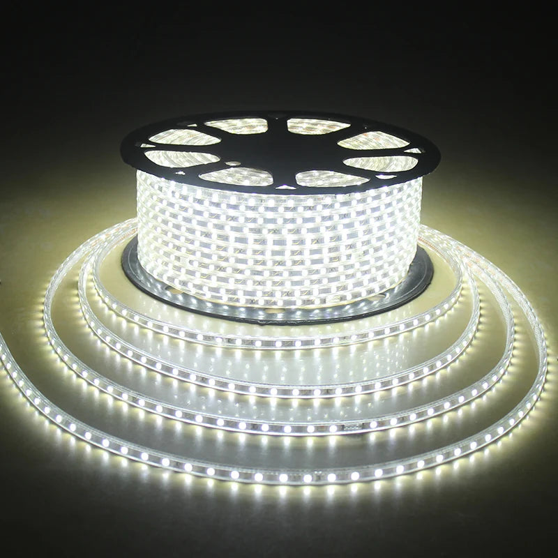 Ruban LED 220V enroulé montrant sa flexibilité et sa longueur