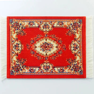 tapis souris caoutchouc anti dérapant ornements floraux rouge jaune bleu noir blanc franges