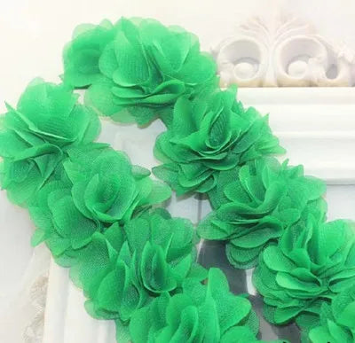 couronne fleurs tissu orange vert rouge clips décoration festive dentelle polyester coton organza