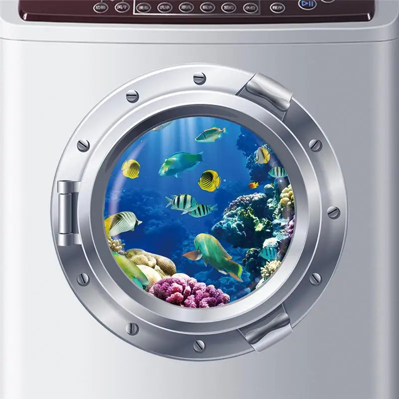 sticker mural thème marin poissons coraux cartoon enfants décoration mur adhésif