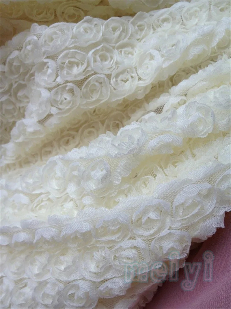 ruban decoratif dentelle roses relief largeur 9cm mariage decoration romantique couleur rose violet beige