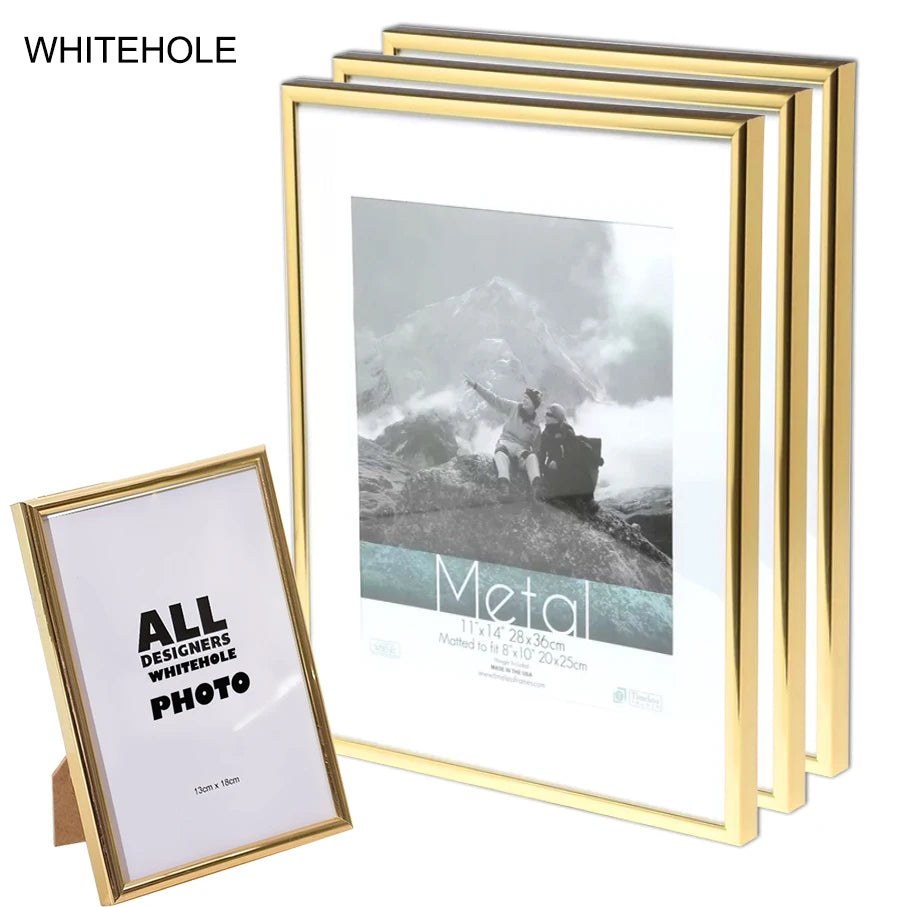 cadres photo or noir marron clair contemporains 10x15 15x20cm a4 clips inclusion métal aluminium