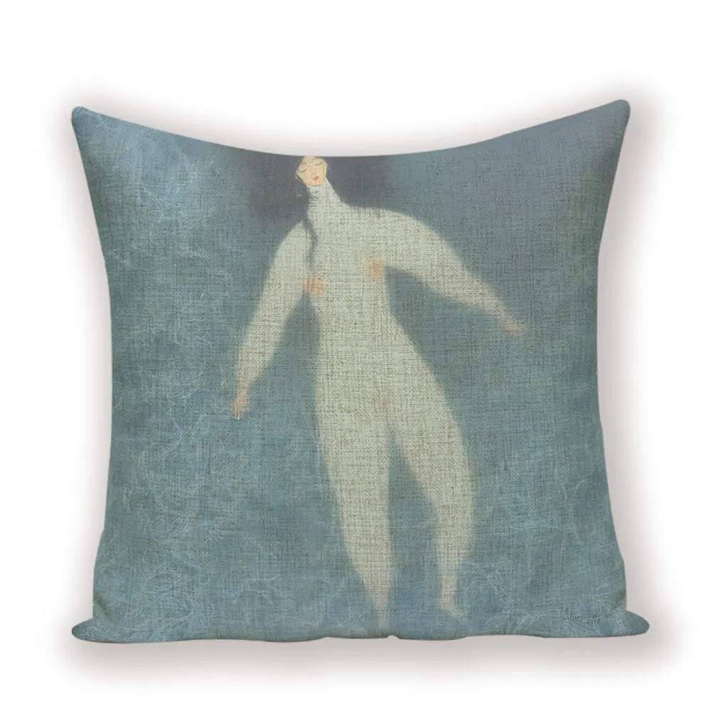 coussin decoratif abstrait bleu clair beige contemporain maison voiture 45x45cm imprimé numérique