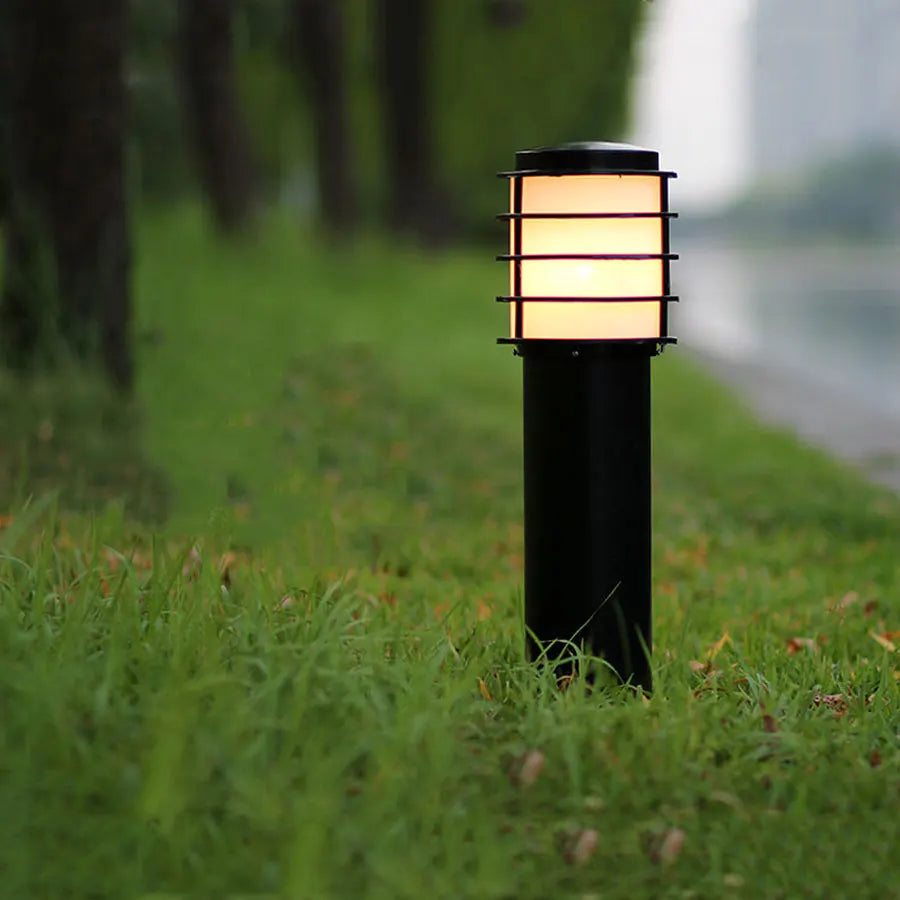lampe extérieure moderne noire grille circulaire imperméable éclairage paysagiste sol autoinstallation vacances led aluminium