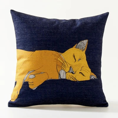housse carrée coussin animal imprimé moderne zèbre oiseau chien vache multicolore
