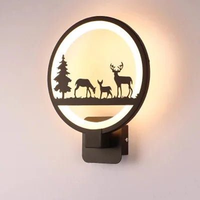 applique murale led silhouettes animales contemporaine minimaliste industrielle fixée mur noire
