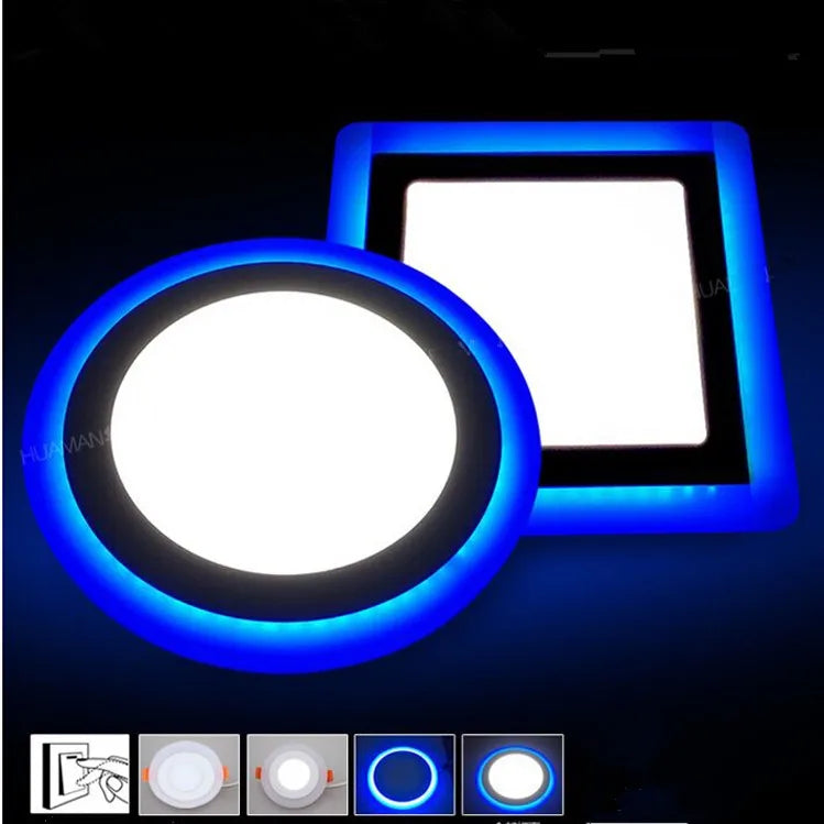 Lampe LED 6W 9W 16W 24W carré rond blanc bleu moderne encastrée downlight