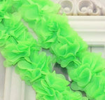 couronne fleurs tissu orange vert rouge clips décoration festive dentelle polyester coton organza