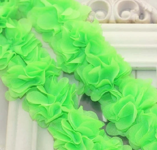 couronne fleurs tissu orange vert rouge clips décoration festive dentelle polyester coton organza