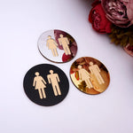 toilette homme femme plaque signalisation adhésive moderne silhouettes noir doré argenté 12cm 15cm 20cmintérieur