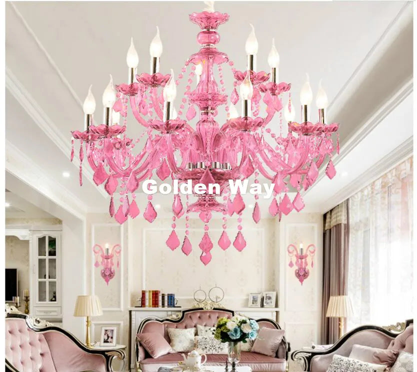 lustre rose transparent classique pendantes murale led art décorationintérieur