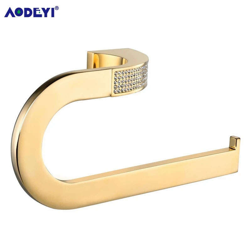 accessoires salle bain doré strass moderne porte serviettes porte verres métal chrome