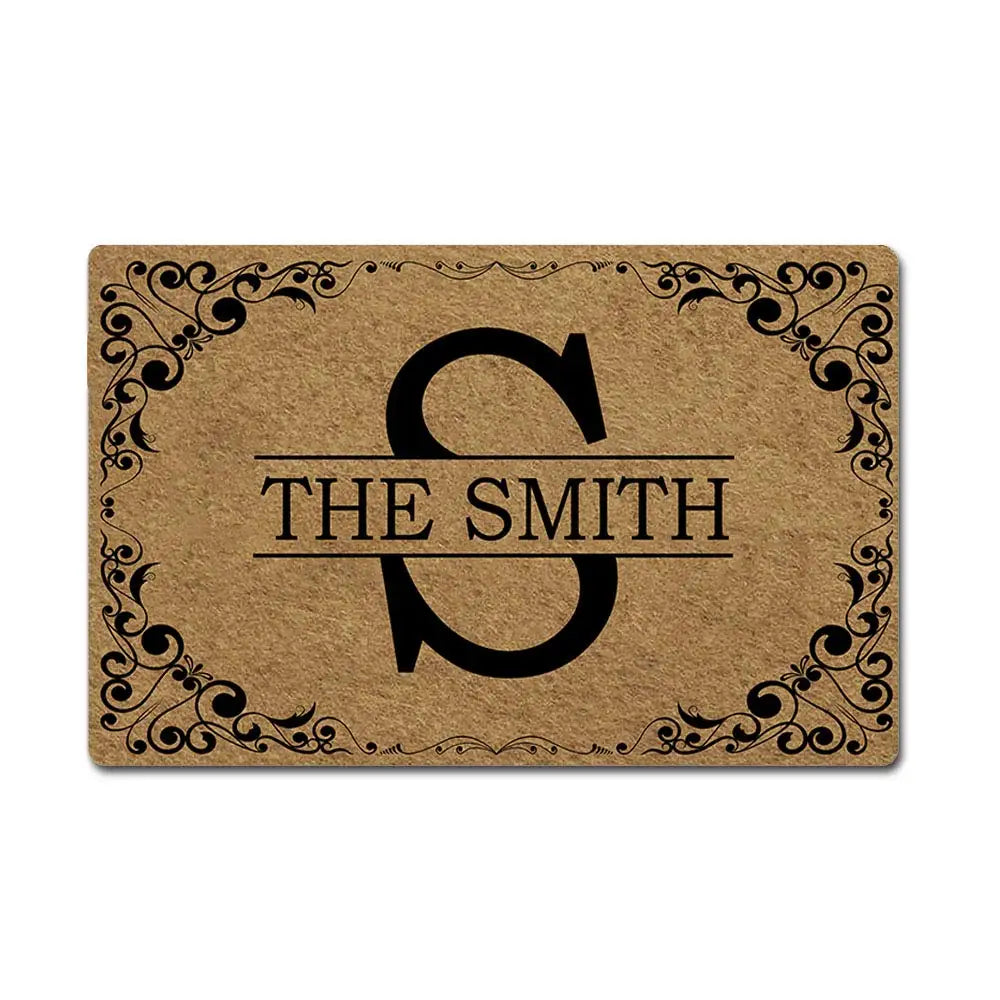 tapis d'entrée anti dérapant caoutchouc ornements dorés couronne classique élégant noir or