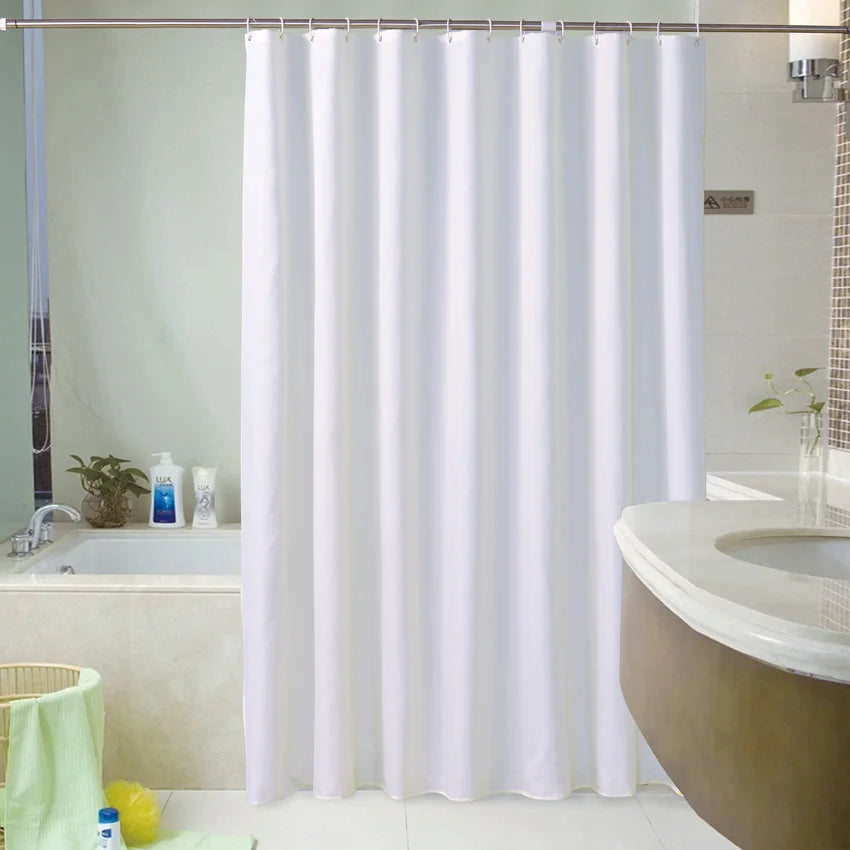 rideau douche blanc moderne imperméable épais 12 crochets toile polyester uni
