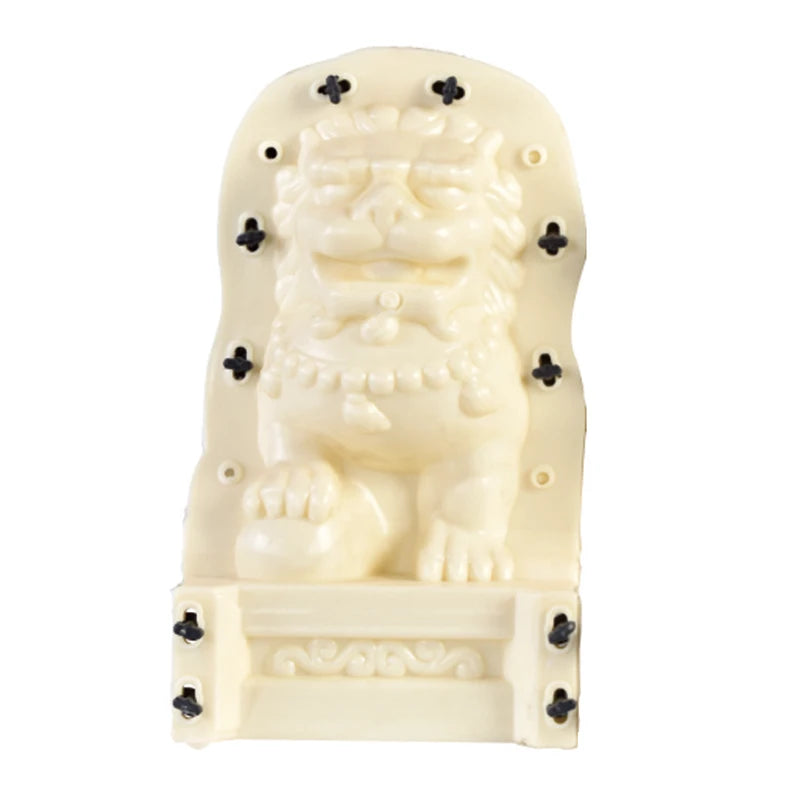 statues lions chinois or blanc crème sculptées détaillées traditionnel asiatique résistant extérieur