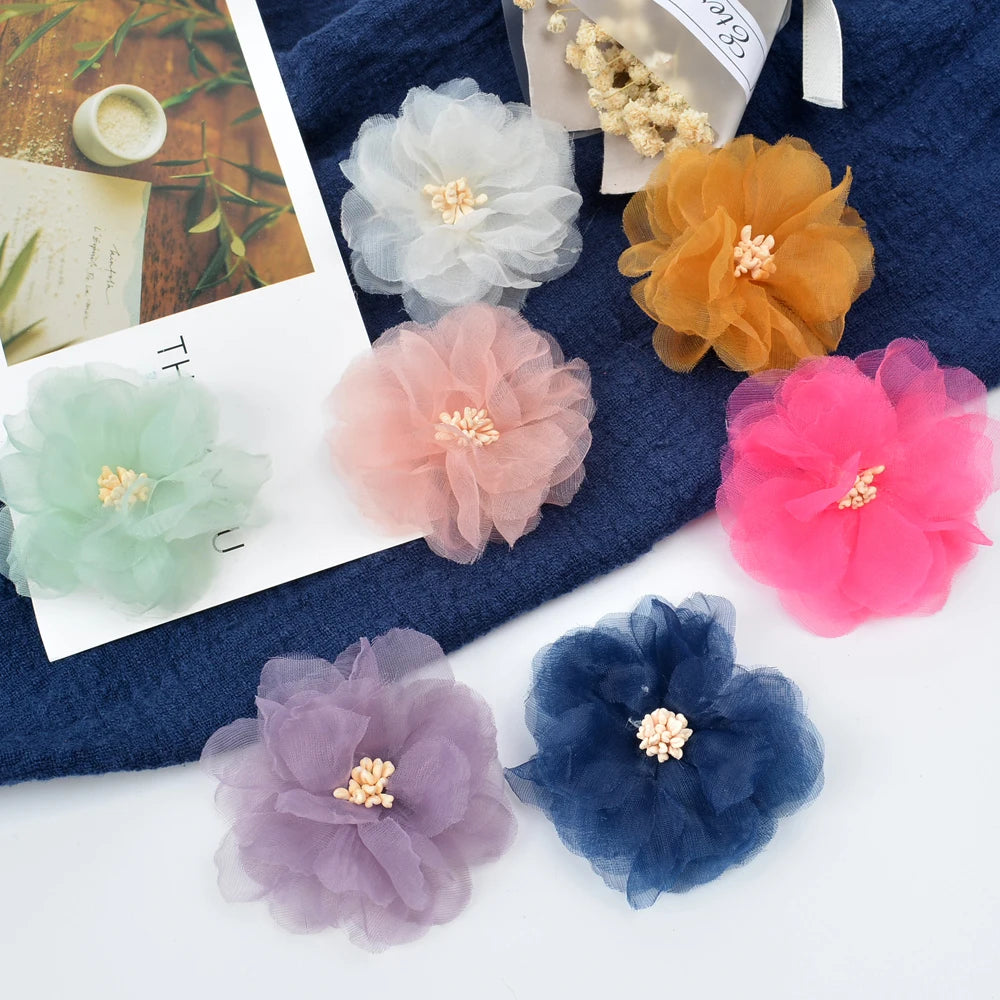 fleurs artificielles tulle pivoine blanche rose décoration intérieure mariage anniversaire baby shower clips fixations