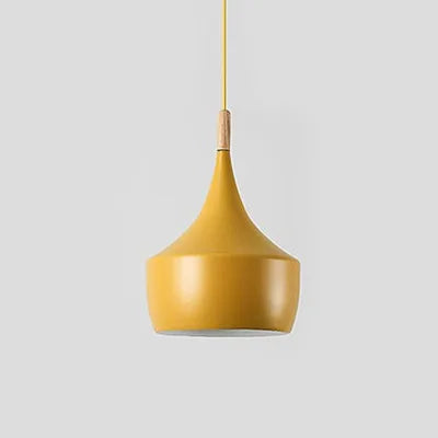lampes suspendues modernes trois abatjours vert jaune rose blanc minimaliste
