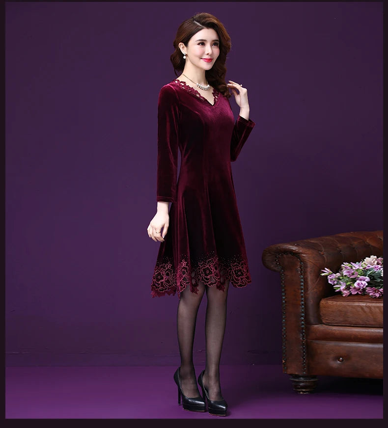 robe velours violet foncé classique biodegradable ceinture ajustable tissu soie