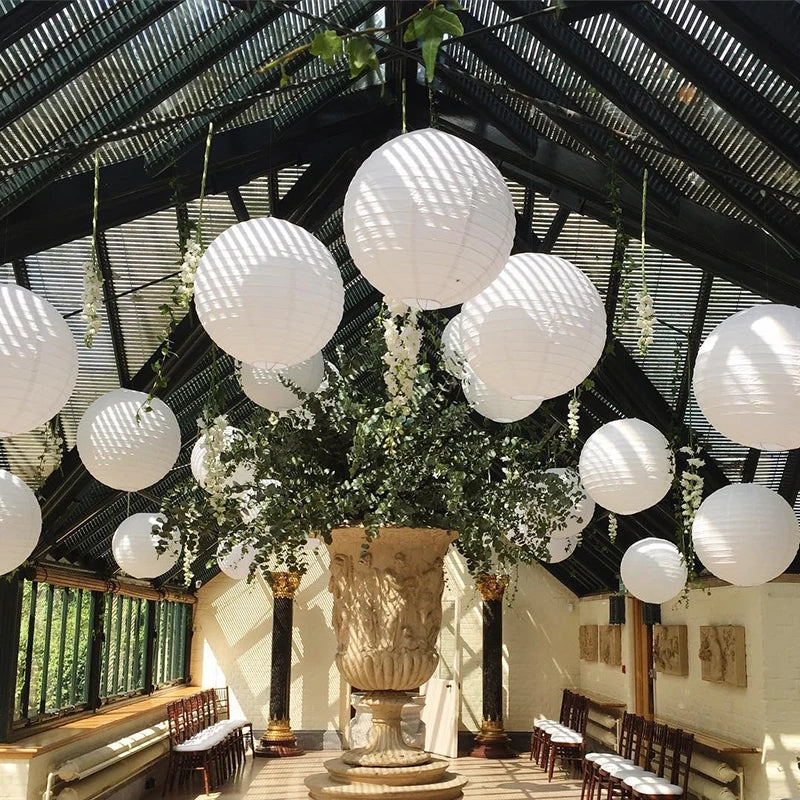 décoration mariage anniversaire fiançailles boules papier blanc modernes suspension festive