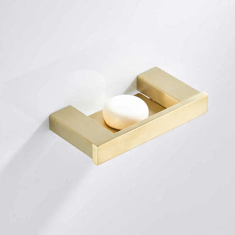 ensemble accessoires salle bain doré nickel moderne porte papier savon porte brosse wc étagerie