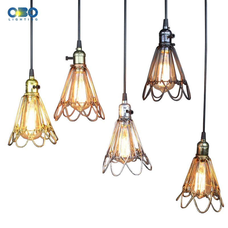 Lampe suspendue industrielle vintage or cuivre noir abat jour interrupteur éclairage intérieur E27