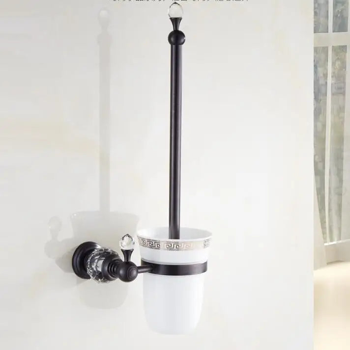 accessoires salle bain laiton noir cristal porte serviettes porte papier porte gobelets vaisselle