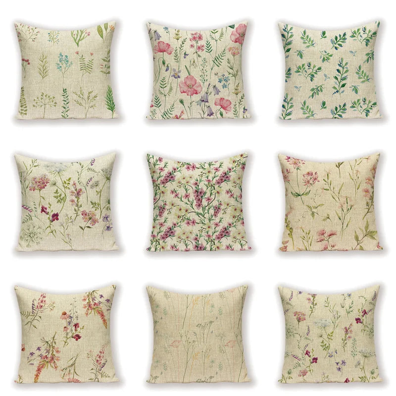 coussins décoratifs vintage fleurs simple beige vert rose bleu 45cm 45cm