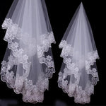 voile mariée blanc broderie florale classique bord dentelle polyester unique