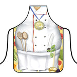 Tablier de cuisine pour homme jaune accroché dans une cuisine moderne