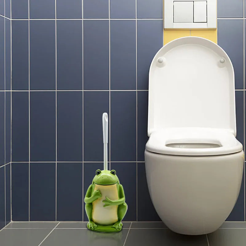 porte brosse toilette mignon grenouille verte jaune brillant nickel ceramic salle bainDecoration
