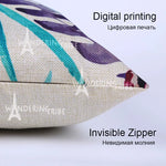 housse coussin carré motif feuilles vertes moderne zip invisible 45cm 45cm