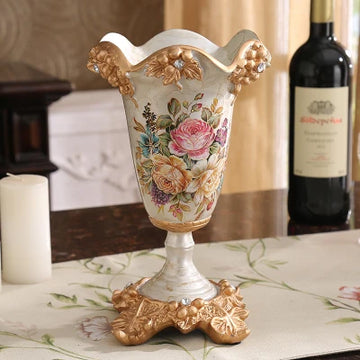 vase résine bleu doré fleurs papillon classique baroque décoration intérieur chambre table