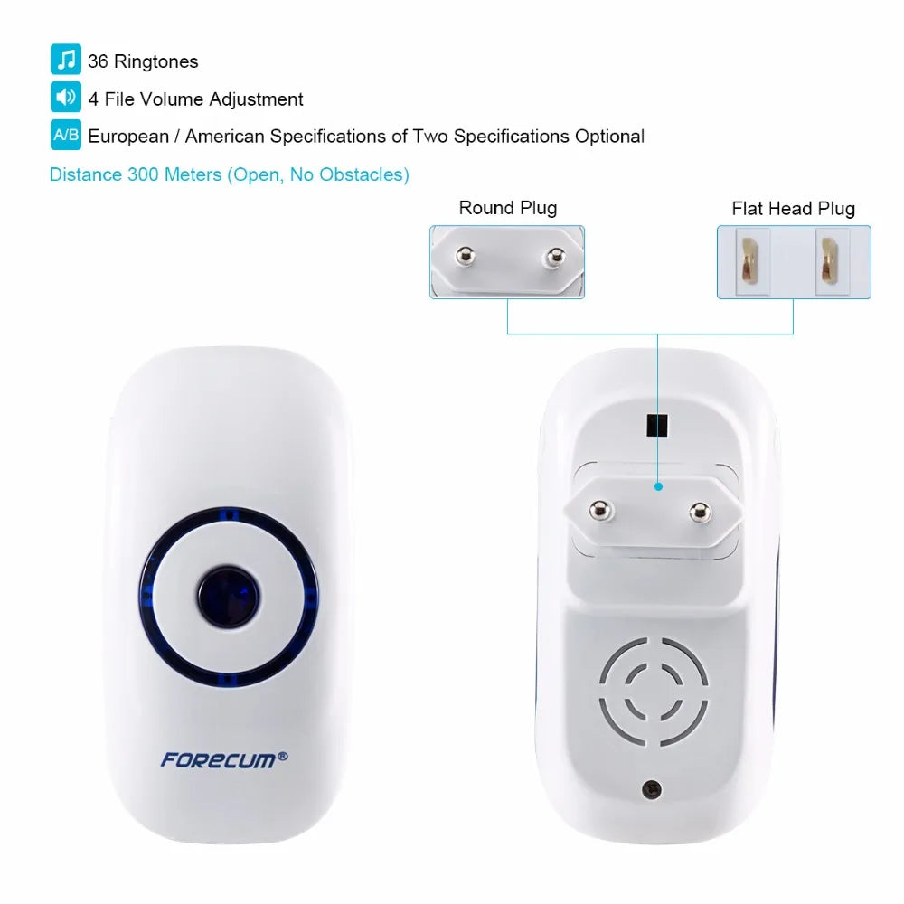 sonnette porte sans fil rechargeable blanc moderne batterie inclusion prise courant