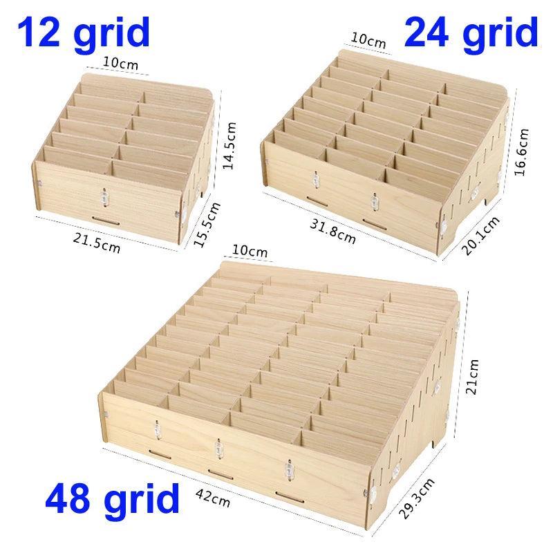 Organisateur de bureau en bois avec grille de finition en vue de dessus