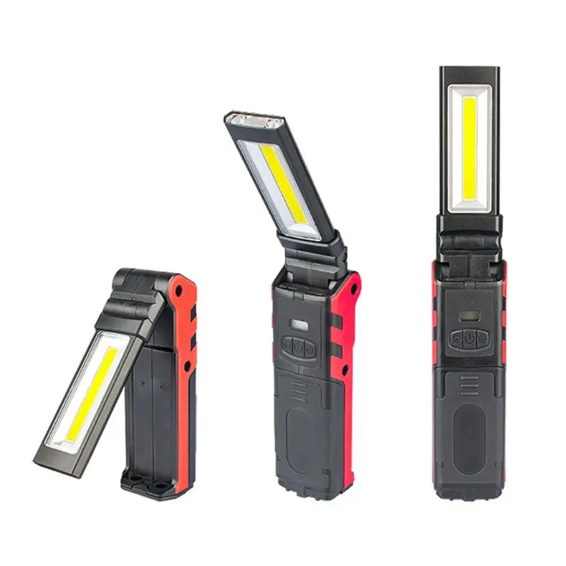lampe torche pliable rouge noir anti dérapante recharge usb led cob intense